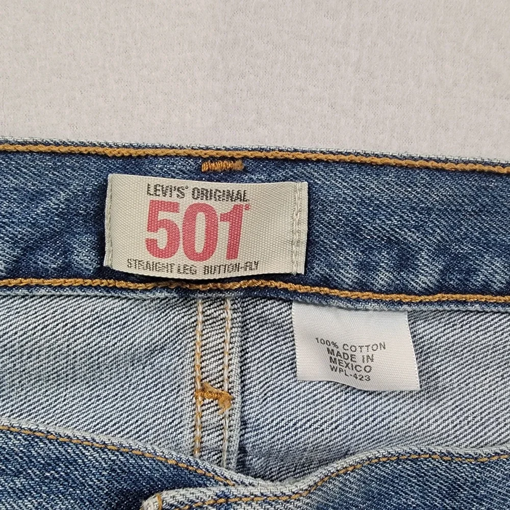 Levis 501 XX Jeans Mens 56x32 Blue Solid Straight Fit Cotton Button Fly Vintage